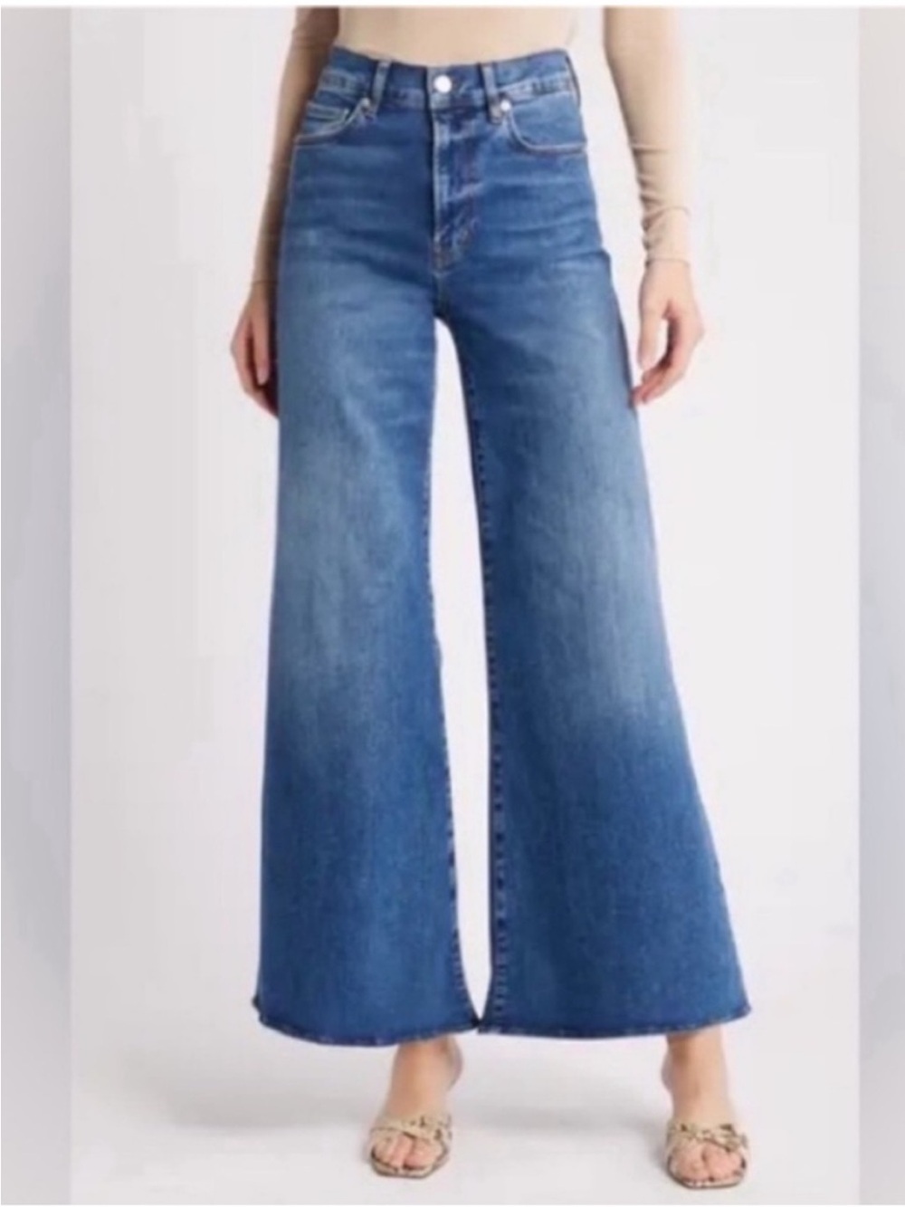 Frame Denim Palazzo Crop High-Rise Wide Leg Blue Jeans Sz 30